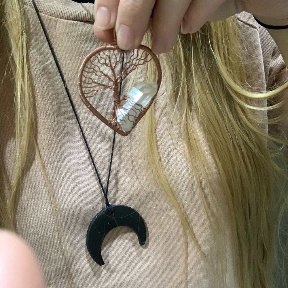 Copper Quartz wire wrap NECKLACE - Picture 2 of 2
